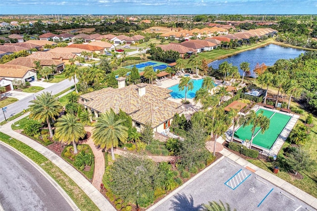 241 Marcheno Way, Nokomis, FL 34275 - aerial perspective of suburban area featuring a pool and a nearby body of water