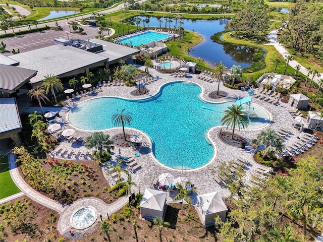 9048 Luna Ln, Sarasota, FL 34241 - view of swimming pool with a water view