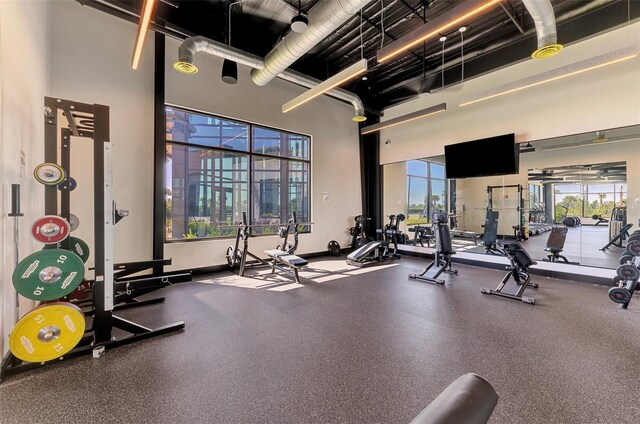 9048 Luna Ln, Sarasota, FL 34241 - gym with a high ceiling