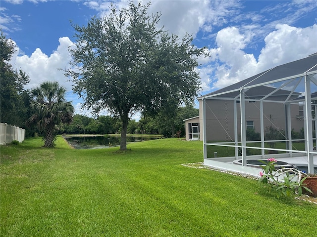 5966 Willows Bridge Loop, Ellenton, FL 34222 - view of green lawn featuring a water view and glass enclosure