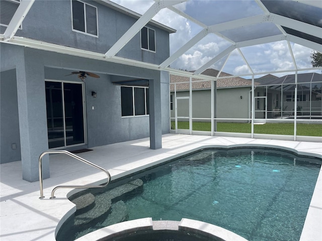 5966 Willows Bridge Loop, Ellenton, FL 34222 - view of pool with a patio, a pool with connected hot tub, and a ceiling fan