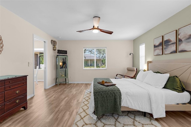 2424 Affinity Ln, North Port, FL 34286 - bedroom with light wood-type flooring, multiple windows, and ceiling fan