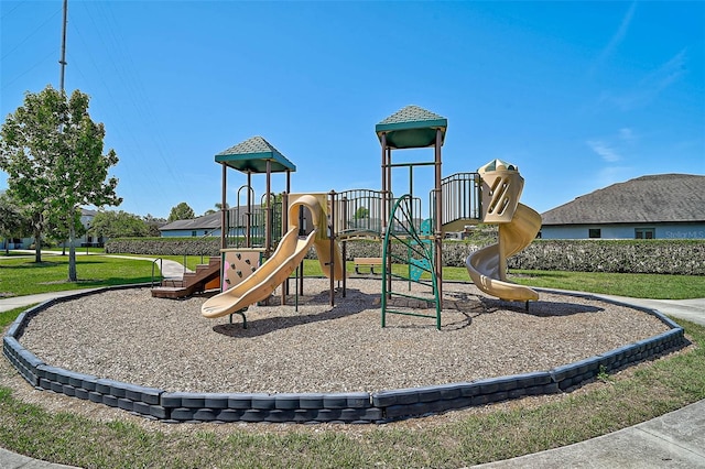 community play area with a yard