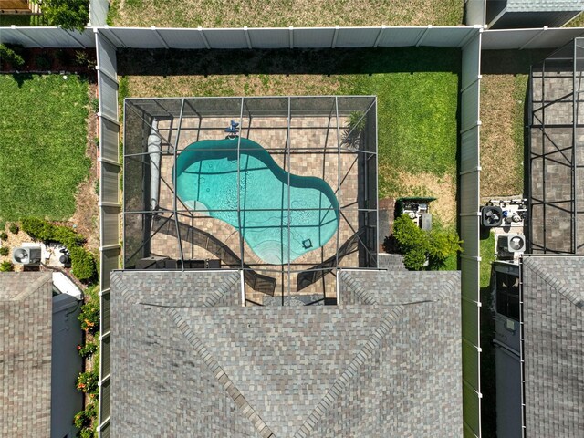 bird's eye view of a pool