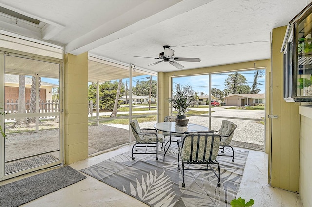 417 Shore Rd Unit A & B, Nokomis, FL 34275 - sunroom featuring ceiling fan, plenty of natural light, and outdoor dining space