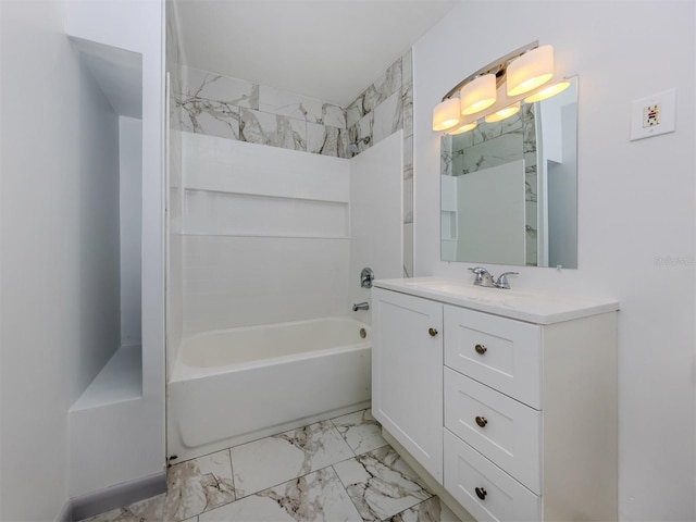 6231 Jordan St, North Port, FL 34287 - bathroom featuring marble look tile flooring, vanity, and shower / tub combination