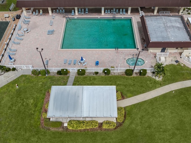 6231 Jordan St, North Port, FL 34287 - view from above of property featuring a pool area