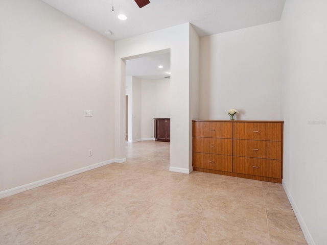 1493 Maseno Dr, Venice, FL 34292 - spare room featuring a ceiling fan, recessed lighting, and baseboards