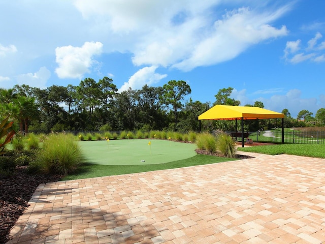1493 Maseno Dr, Venice, FL 34292 - view of patio featuring a putting area and a gazebo