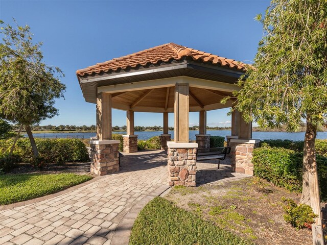 5853 Semolino St, Nokomis, FL 34275 - view of community featuring a gazebo and a water view