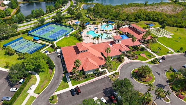 1481 Hyssop Loop, North Port, FL 34289 - aerial view of a pool and a large body of water