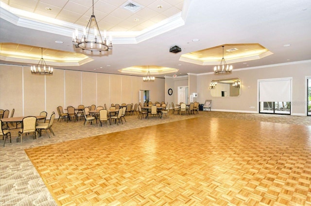 1481 Hyssop Loop, North Port, FL 34289 - miscellaneous room featuring a tray ceiling, a chandelier, ornamental molding, and baseboards