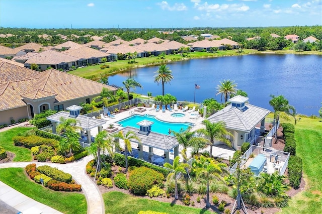 21649 Avon Park Ct, Venice, FL 34293 - drone / aerial view of a pool and a large body of water