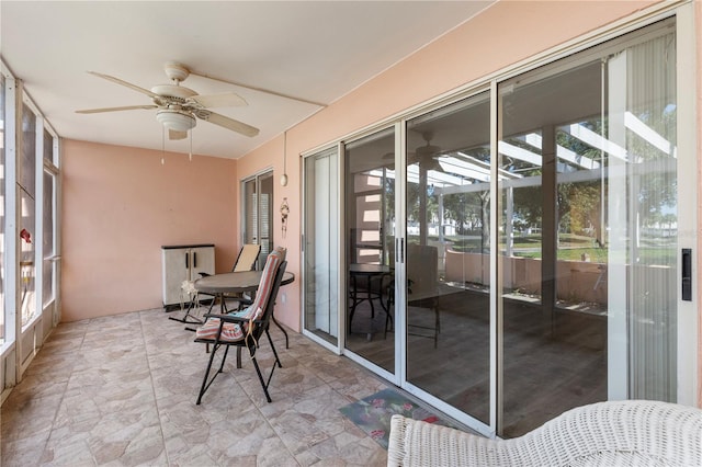 458 Cerromar Rd Unit 382, Venice, FL 34293 - sunroom / solarium featuring a ceiling fan and healthy amount of natural light