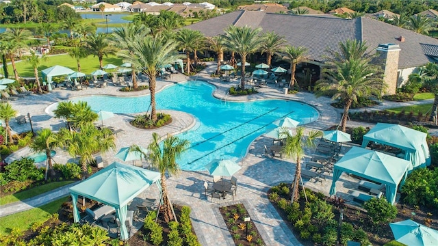 10410 Inglenook Ter, Palmetto, FL 34221 - community pool featuring a gazebo and a patio area