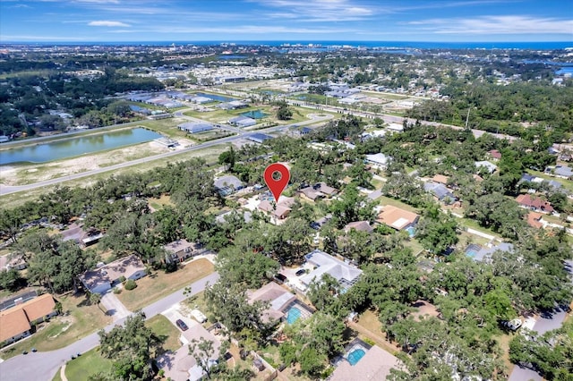 1515 Pecan St, Nokomis, FL 34275 - aerial overview of property's location with a nearby body of water and nearby suburban area
