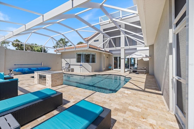 2322 Bayshore Rd, Nokomis, FL 34275 - swimming pool with an outdoor hangout area, a patio, and a lanai