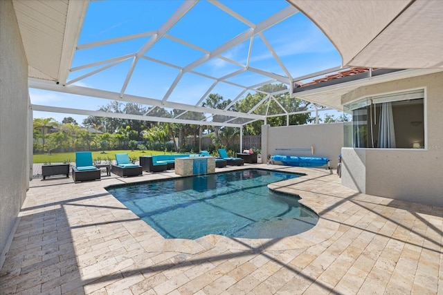2322 Bayshore Rd, Nokomis, FL 34275 - view of pool with outdoor lounge area, a patio, and a lanai