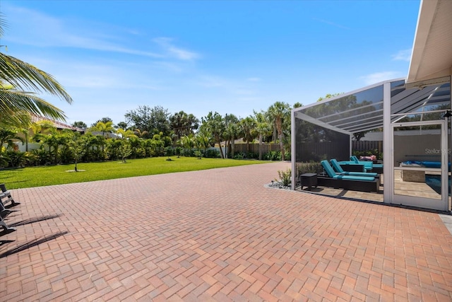 2322 Bayshore Rd, Nokomis, FL 34275 - view of patio / terrace with an outdoor living space and a lanai