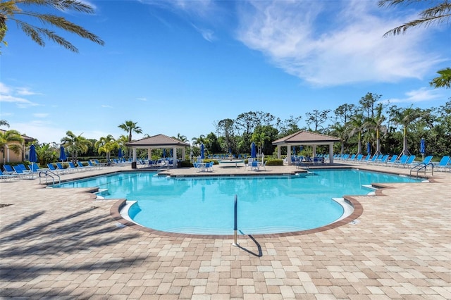 2104 Batello Dr, Venice, FL 34292 - community pool featuring a gazebo and a patio area