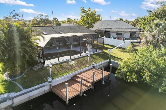 5140 Administration St, Port Charlotte, FL 33948 - back of house with a lanai, a yard, a swimming pool, and a patio