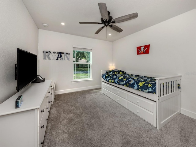 460 Bard Rd, Venice, FL 34293 - carpeted bedroom featuring baseboards, recessed lighting, and ceiling fan