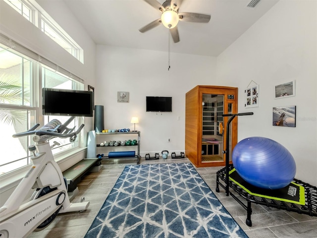 460 Bard Rd, Venice, FL 34293 - workout room with ceiling fan