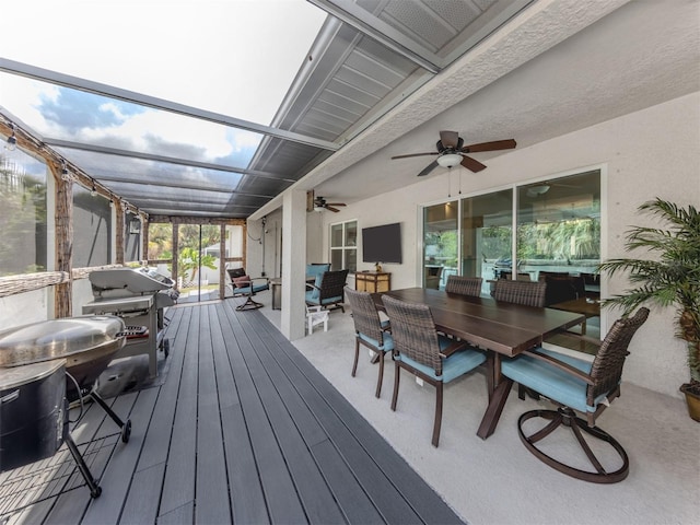 460 Bard Rd, Venice, FL 34293 - sunroom featuring ceiling fan and outdoor dining area