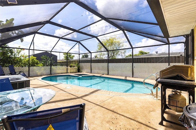 306 E Penn Rd, Lehigh Acres, FL 33936 - view of pool featuring a patio area, a grill, and a lanai