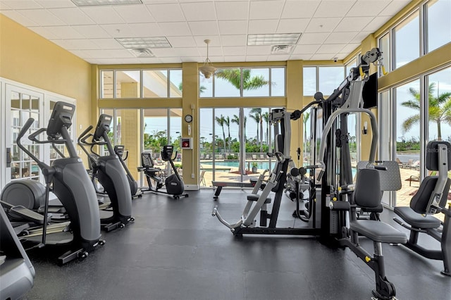 8409 Placida Rd Unit 206, Placida, FL 33946 - exercise room with a drop ceiling