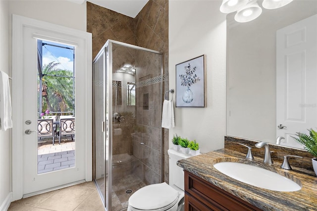 186 Portofino Dr, Nokomis, FL 34275 - full bath featuring a shower stall, vanity, toilet, and tile patterned floors