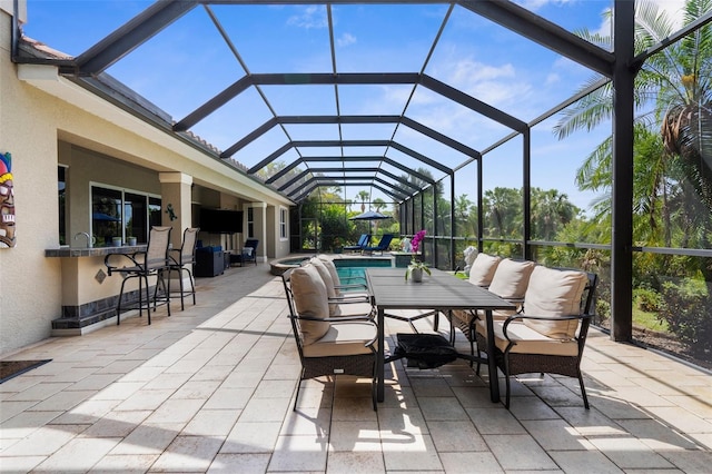 186 Portofino Dr, Nokomis, FL 34275 - view of patio with an outdoor pool, a lanai, and outdoor lounge area