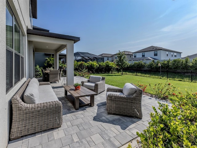 15364 Isla Palma Ln, Nokomis, FL 34275 - view of patio with an outdoor living space, outdoor dining space, and a residential view