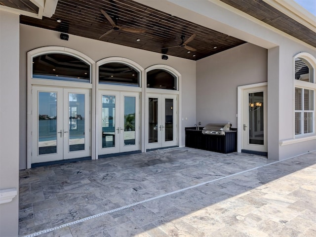 333 Sunrise Dr, Nokomis, FL 34275 - view of patio / terrace featuring french doors and a ceiling fan