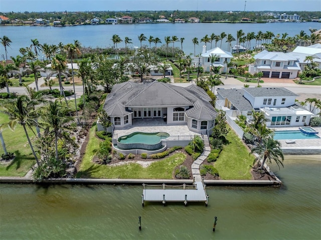 333 Sunrise Dr, Nokomis, FL 34275 - aerial view of residential area featuring a pool and a nearby body of water