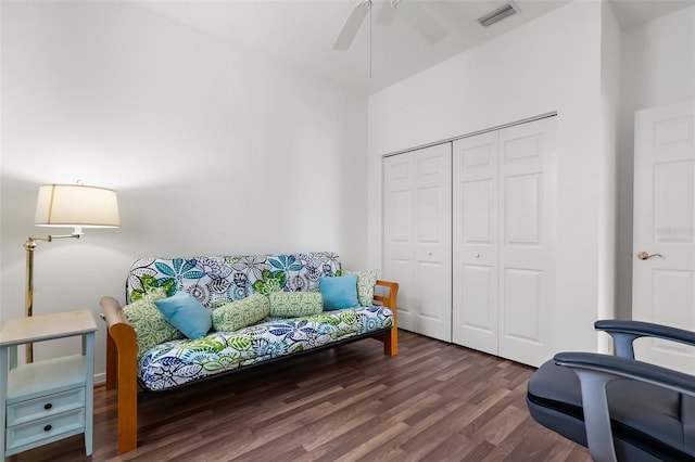 4378 Summertree Rd, Venice, FL 34293 - sitting room featuring a ceiling fan and wood finished floors