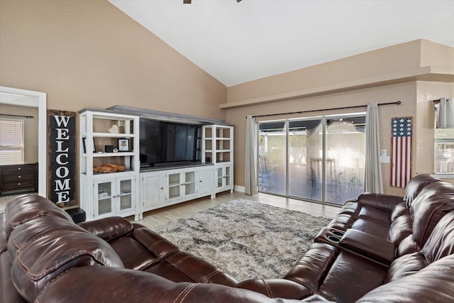 2769 Dode Ave, North Port, FL 34288 - living area featuring wood finished floors and high vaulted ceiling