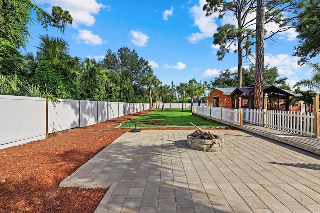 2769 Dode Ave, North Port, FL 34288 - view of patio with an outdoor fire pit