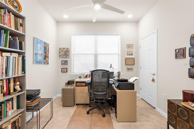 13486 Nobilio St, Venice, FL 34293 - office space featuring ceiling fan and light tile patterned floors