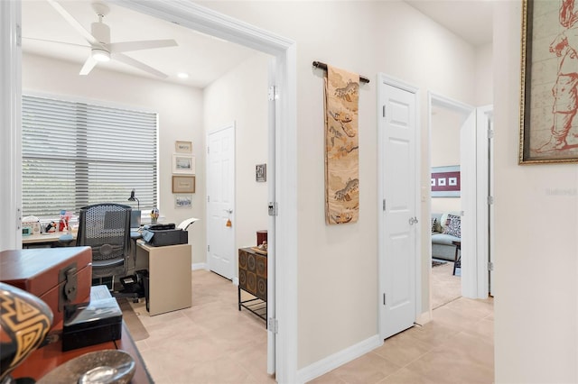 13486 Nobilio St, Venice, FL 34293 - office space featuring a ceiling fan and light tile patterned flooring