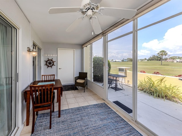 418 Cerromar Ct Unit 158, Venice, FL 34293 - sunroom / solarium with ceiling fan and view of golf course
