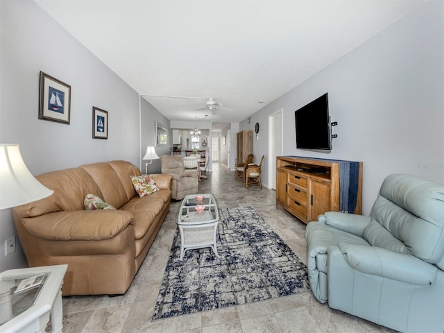 418 Cerromar Ct Unit 158, Venice, FL 34293 - living area with a ceiling fan and a chandelier