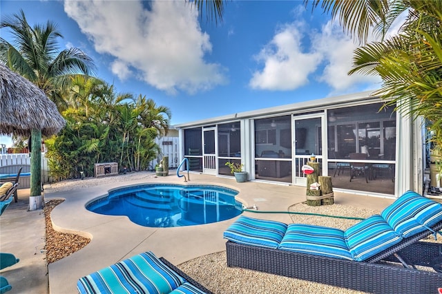 8 Sadowski Cswy, Key Colony Beach, FL 33051 - view of swimming pool with a sunroom and a patio