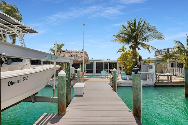 8 Sadowski Cswy, Key Colony Beach, FL 33051 - dock with boat lift and a water view