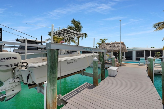8 Sadowski Cswy, Key Colony Beach, FL 33051 - dock featuring boat lift