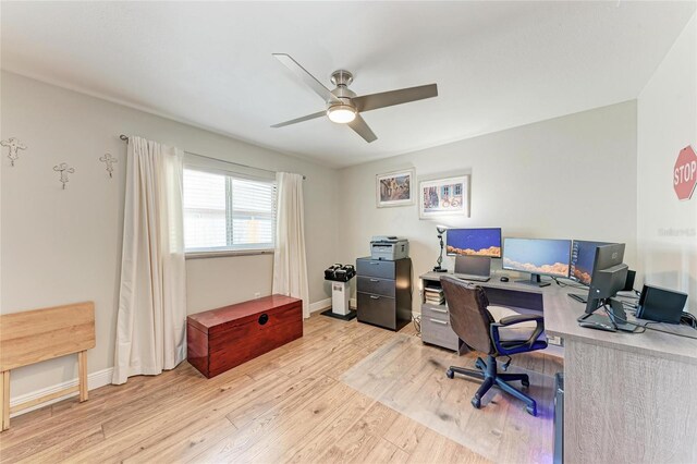5207 5th Avenue Dr NW, Bradenton, FL 34209 - office space with wood finished floors, a ceiling fan, and baseboards