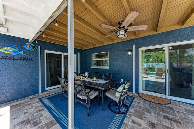 5207 5th Avenue Dr NW, Bradenton, FL 34209 - view of patio / terrace with outdoor dining area and ceiling fan