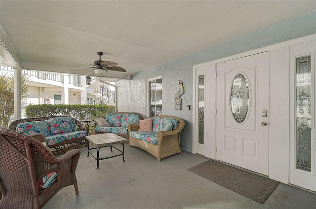 708 Tamiami Trl S Unit 115, Venice, FL 34285 - entryway with finished concrete flooring and ceiling fan