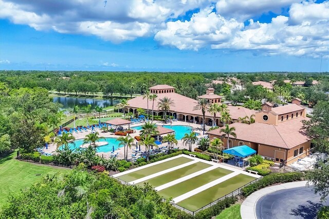 11103 Batello Dr, Venice, FL 34292 - drone / aerial view of a pool and a large body of water