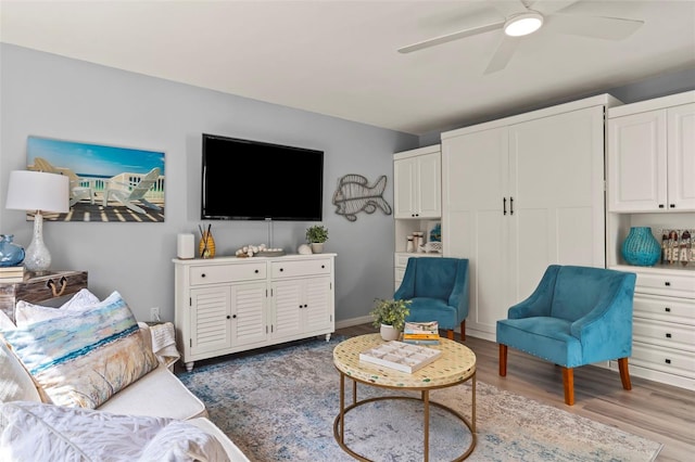 1555 Tarpon Center Dr Unit G 235, Venice, FL 34285 - living room with light wood-style flooring and a ceiling fan